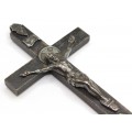 crucifix pectoral "Corpus Christi" argint & lemn ebenizat.cca 1900 + cadou Franta